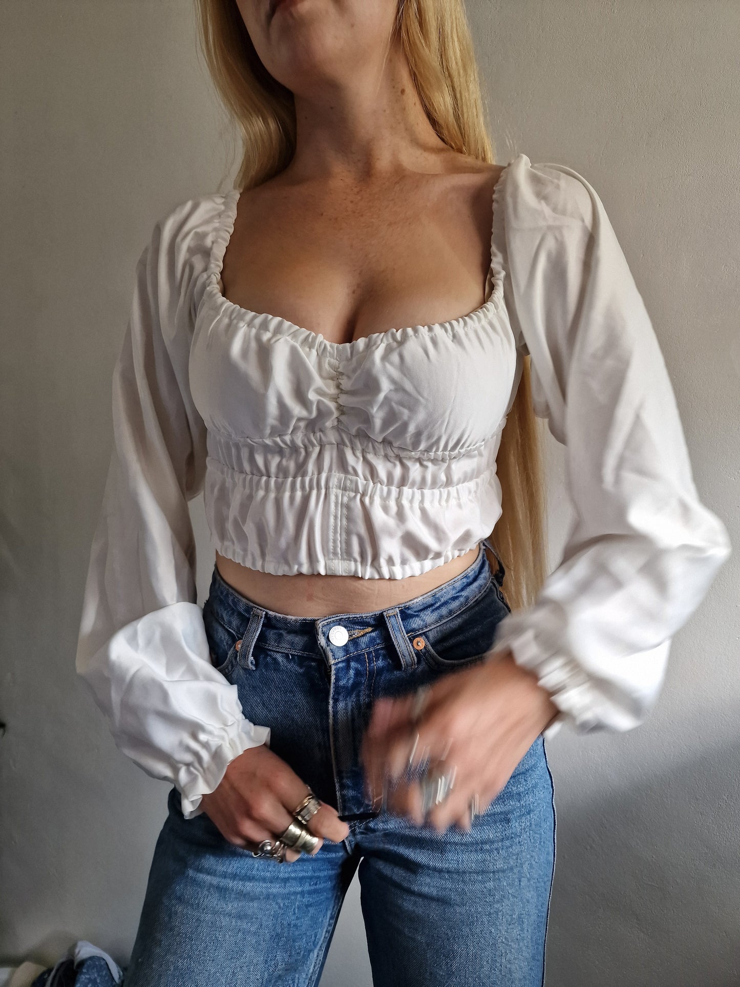 Ivory Satin Top (UK 6-8)