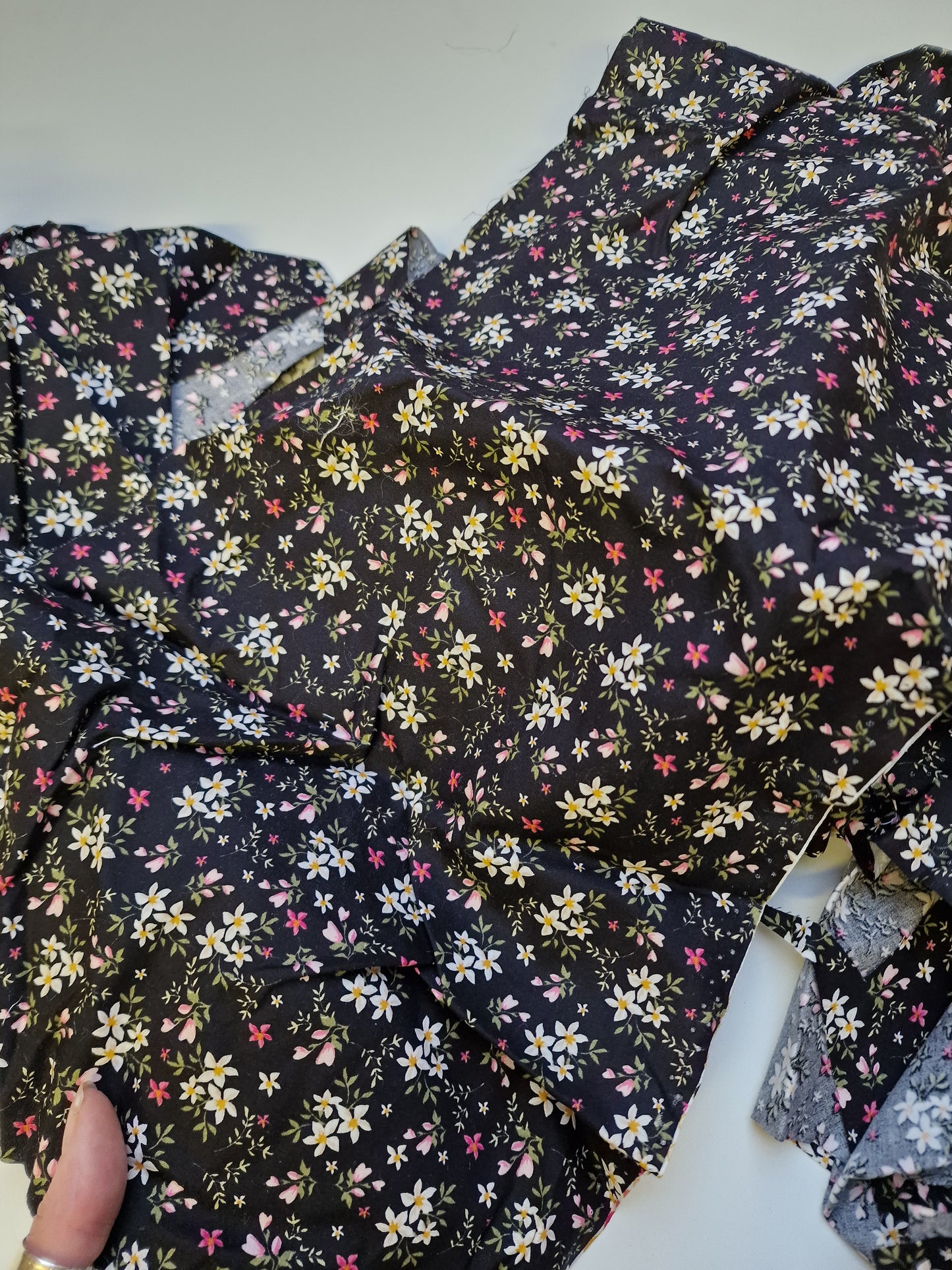 Black floral cotton offcuts