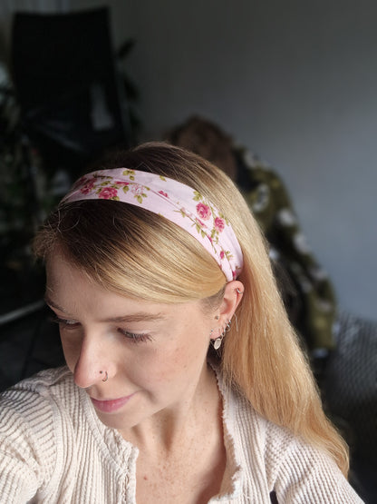 Pink Roses Stretchy Headband