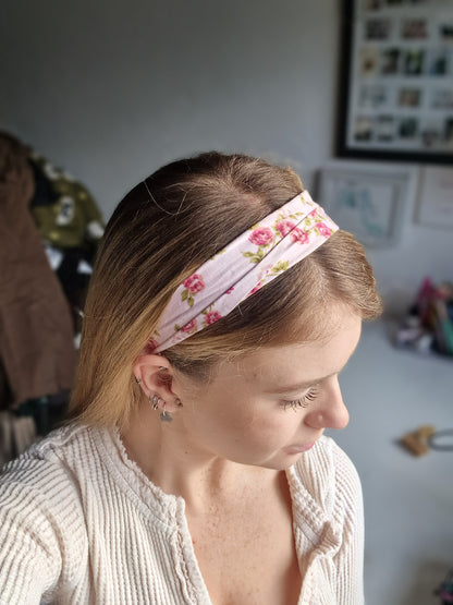 Pink Roses Stretchy Headband